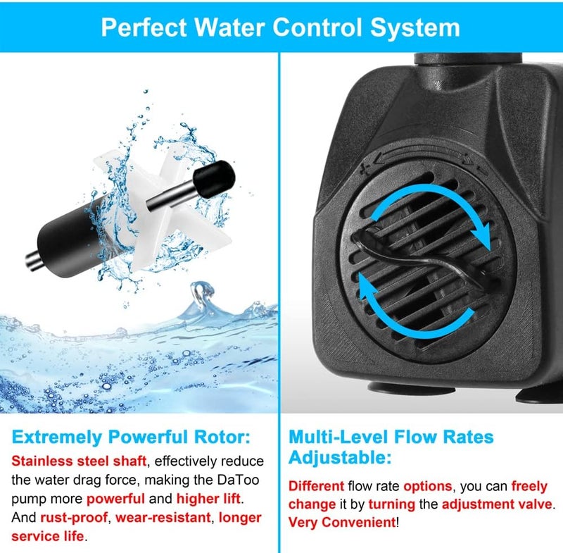 DATOO 400GPH 25W Submersible Water Pump Fountain Pump Ultra Quiet For Aquariums Fish Tank Pond Fountain Statuary Water Feature Hydroponics - Image 3
